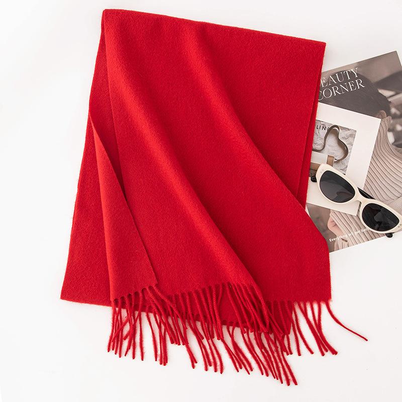 Wool Cashmere Scarf Women's Atmosphere Solid Color New Winter Warm and Versatile Men's Student Scarf