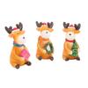 Xmas Reindeer Ornament Resin Statue Cartoon Cute Elk Figurine Tabletop Desktop Ornament