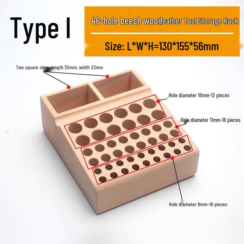 Beech Wood Slotted Leather Tool Rack for Punches and Awls
