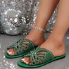 Sexy Hohl-Rhinestone-Schmetterlings-Mode-Slipper, Offene Zehen-Strandsandalen für Damen, Damenschuhe