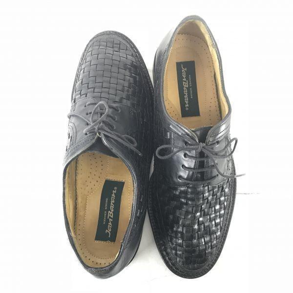 Jan Baran Leather Plain Toe Shoes [Italy/25.5/Black/Intrecciato](USED)