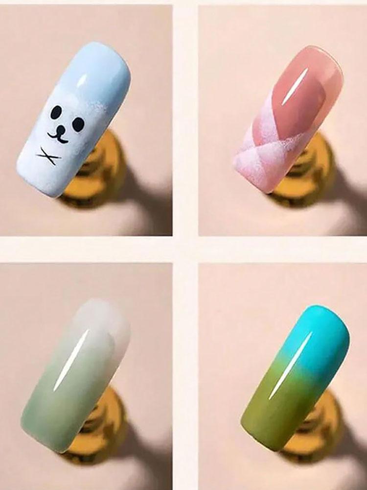 2Pcs/set Nail Art Gradient Blush Brushes Ombre Smudge Painting Pens Thick Head Wooden Handle Nail Art Brush Nail Art Tools 16cm