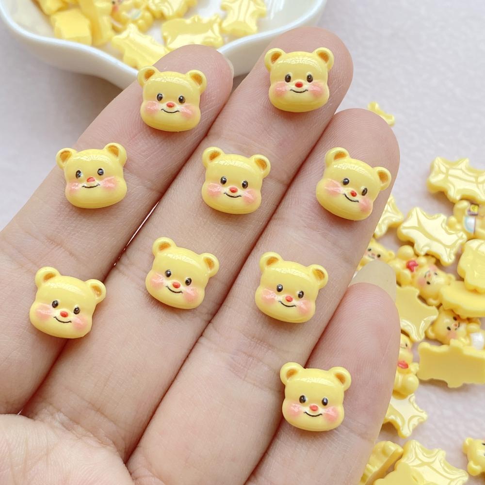 50Pcs Cute Mini Cartoon Bear Nail Art Resin Designer Charms DIY Craft For Nail 3D Decorations Jewelry