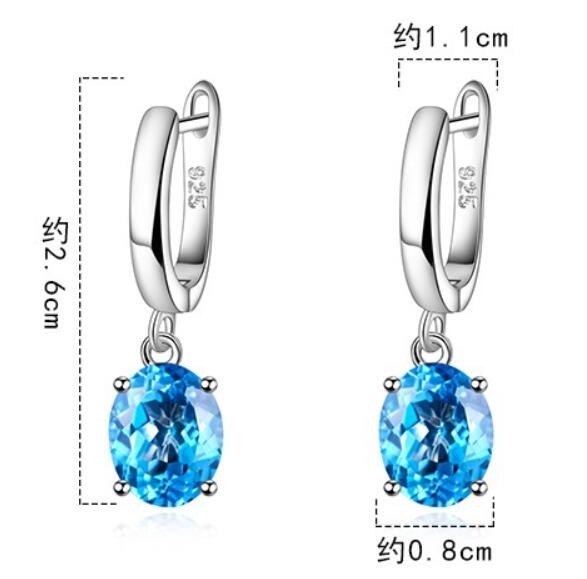 Square Genuine Blue Topaz Amethyst Citrine Garnet Created Sapphire Ruby Emerald 925 Silver Stud Earrings