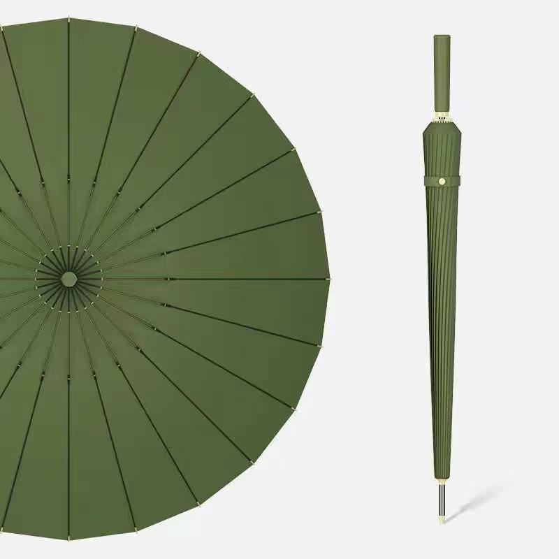 24 Bone Long Handle Umbrella Enlarged Thickened Sunny Rainy Dual-use Extra-large Black Sun Protection Automatic Umbrella