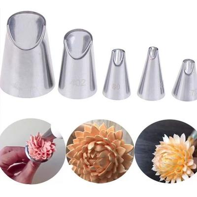 5pcs/Set Korea Chrysanthemum Piping Nozzle Cake Decorating Icing Tips Stainless Steel Pastry Nozzles Cream Paste Flower Petal