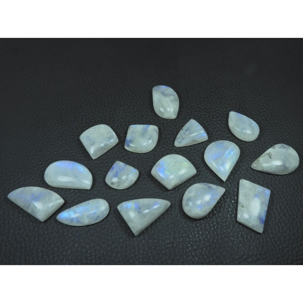 209Cts. Natural Rainbow Moonstone Fancy Cabochon Loose Gemstone 15 Pcs Lot C-3265