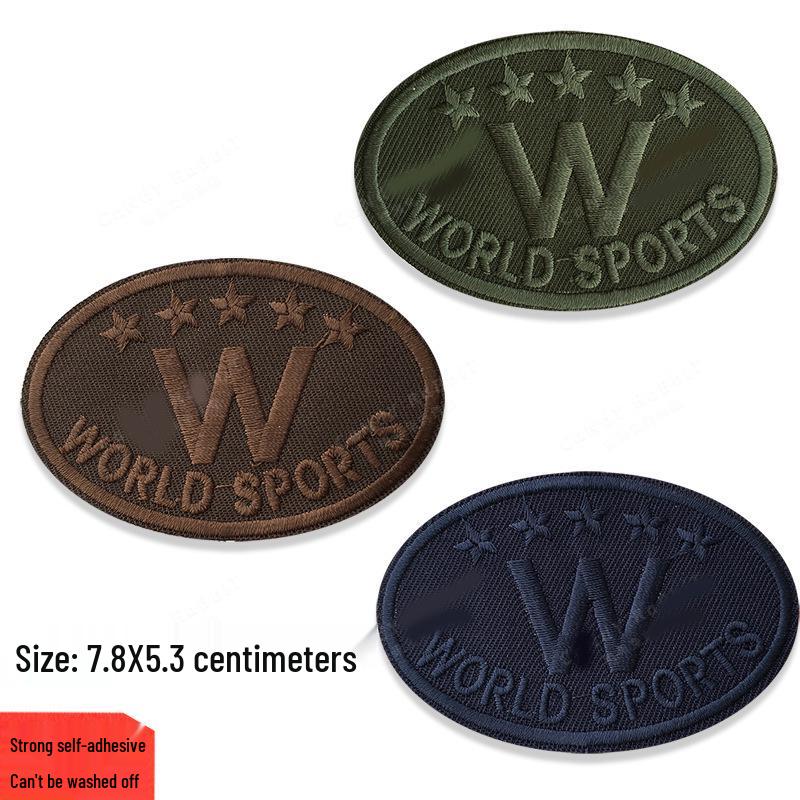 Self-Adhesive Oval Patch with English Letter Embroidery for Jacket and Clothing Repair or Decoration