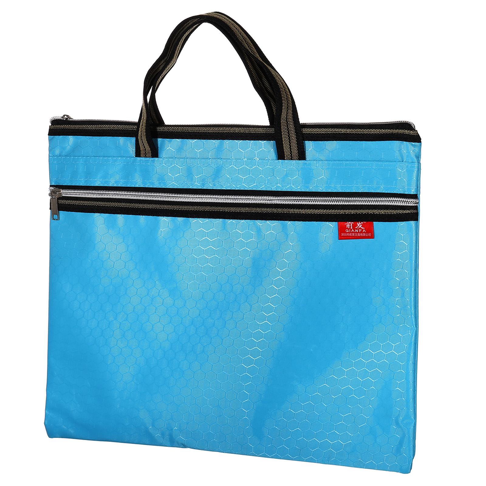 Waterproof Zipper File Bag Documents Books Tools Storage Zip Pouch Oxford Cloth File Organize Package Business Storage Handbags светло-синий
