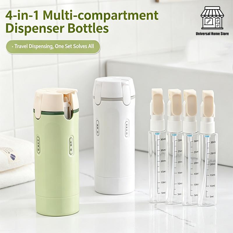 Portable 4-In-1 Travel Shower And Hair Care Kit - 4 Bottles Each 30ml Reusable And Leak-Proof Containers - Essential For Travel