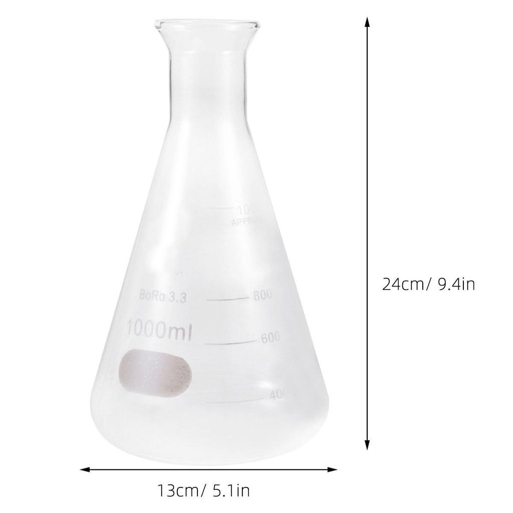 1Pcs Eco-Friendly Glass Flask Conical Wide Mouth 1000ml for Chemistry Lab Students Smooth No Bubbles Glass Flask