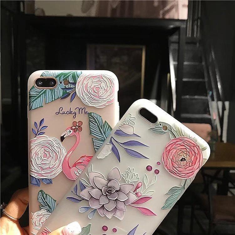 For 87 Iphone Plus X Flower Pattern 3d Cute Soft Case Silicone Tpu Back Cover