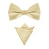 [Allegra K] Bow Tie & Pocket Square 2-Piece Set, Solid Color, for Weddings and Parties, Men's, Champagne, Free Size
