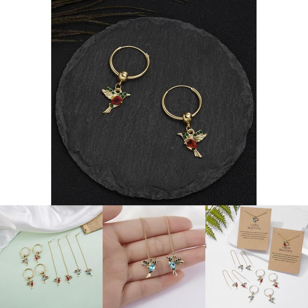 Vintage Style Hummingbird Ear Lines With Rhinestone Decor For Parties