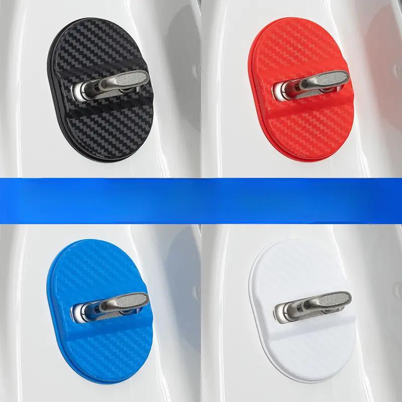 4KS Ochranné kryty zámků dveří auta Plastový kryt zámku dveří auta Tlumení nárazů Redukce hluku Zvukově izolační nálepky Těsnicí náplast Tlumič