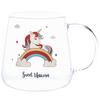 Glass Cup with Lid Spoon Cartoon Unicorn Relief Cute Borosilicate High Temperature Resistant Water Cup Set