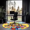 Doggyland Bedruckter Runder Teppich Teppich Stuhlteppich Bereichsteppich Eingang Fußmatten, für Bürostuhl Wohnzimmer Schlafzimmer Küchenraum.