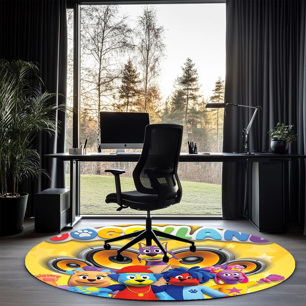 Doggyland Bedruckter Runder Teppich Teppich Stuhlteppich Bereichsteppich Eingang Fußmatten, für Bürostuhl Wohnzimmer Schlafzimmer Küchenraum.