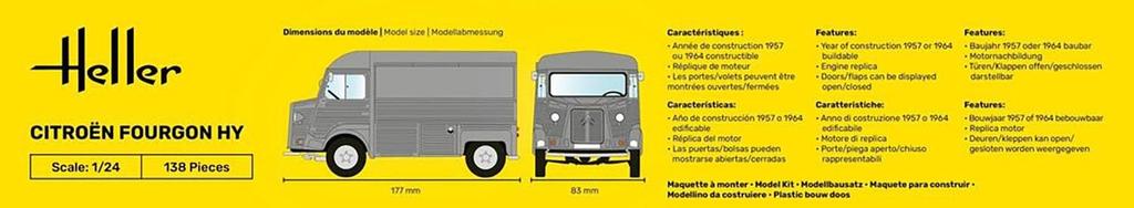 Platz Heller Citroen Covered HY Van Plastic Model HE80768 1/43 (Car)