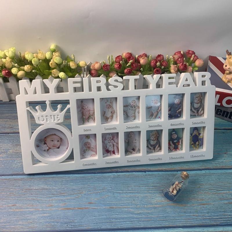 First Year Milestone Photo Frame Souvenirs My First Year Baby Keepsake Frame for Photo Memories 0-12 Months Pictures