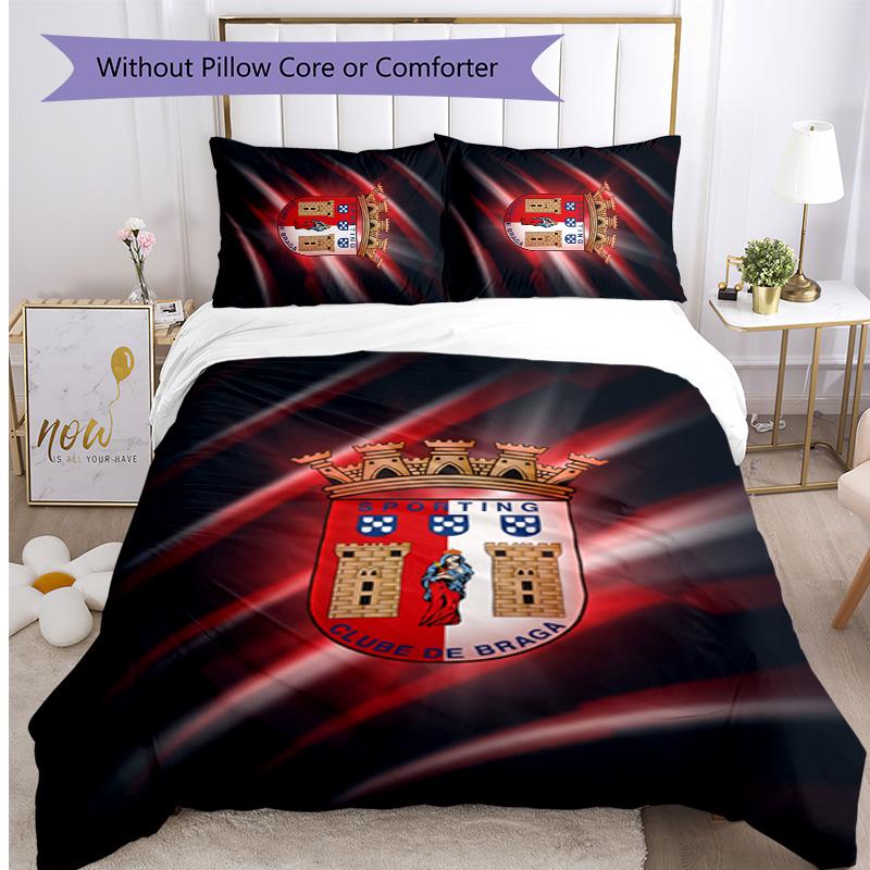 Braga FC Printed 3PCS Bedding Set Breathable Duvet Cover with Pillowcases Decorative Bed Linen for Bedroom Home
