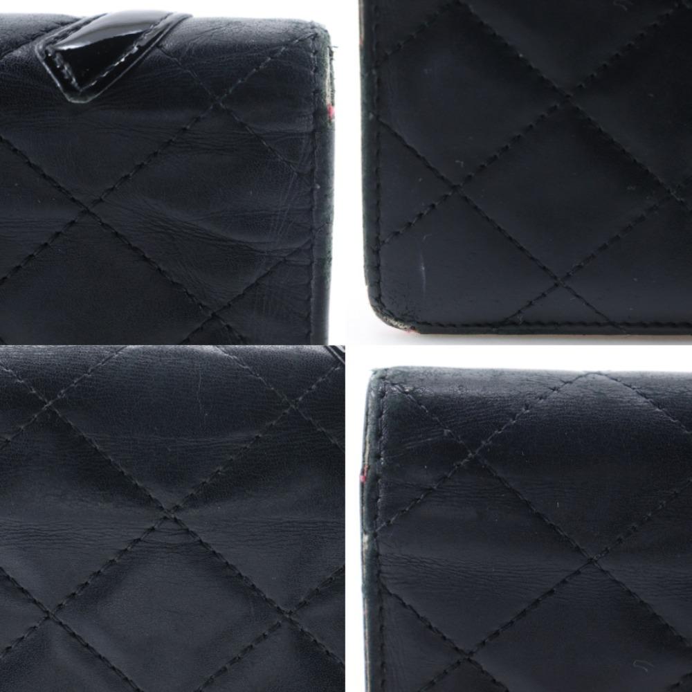 CHANEL Cambon line Purse A26717 Bifold black Calfskin Women Used