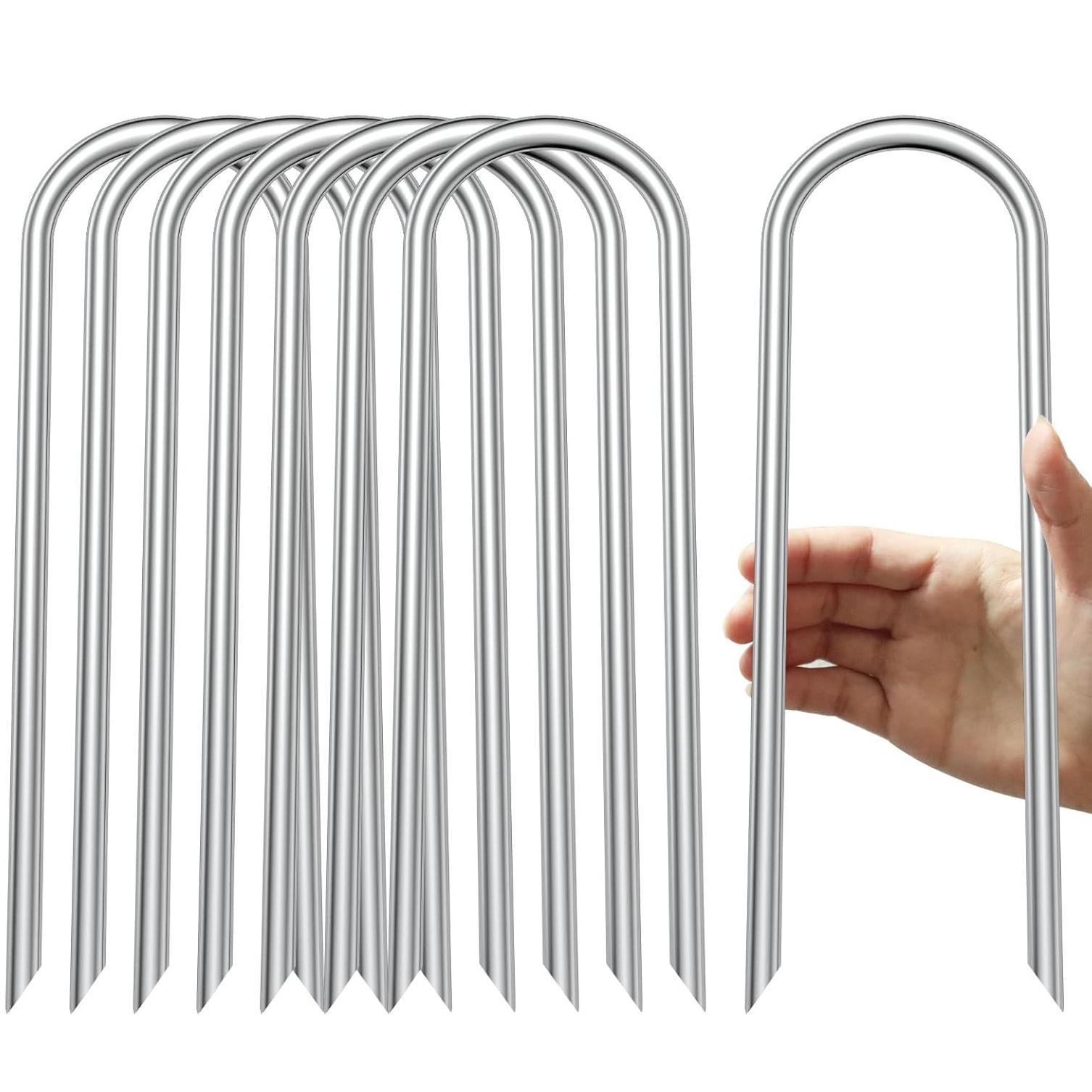 Heavy-Duty U-Shaped Wind Stakes Galvanized Steel Ground Anchors Trampoline Stakes - Durable Anchor Kits for Secure Installation