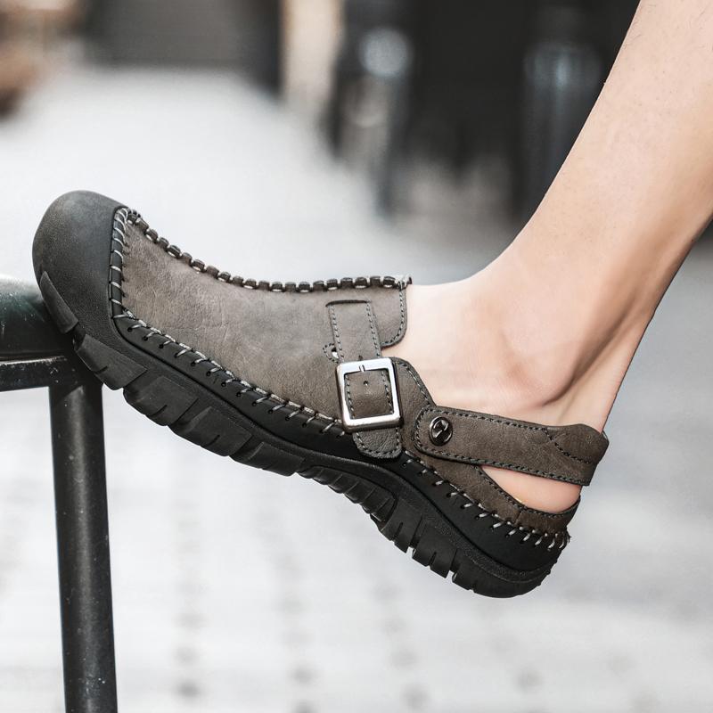 Kožené Muži Vodní Plážové sandály Léto Venkovní Ležérní Sportovní sandály s uzavřenou špičkou Protiskluzové Měkké Turistické Brodící tenisky