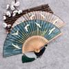 Exquisites Handmade Folding Hand Fan Bamboos Silk Fan Showcasing Aesthetic Suitable For Traditional Art And Lifestyle