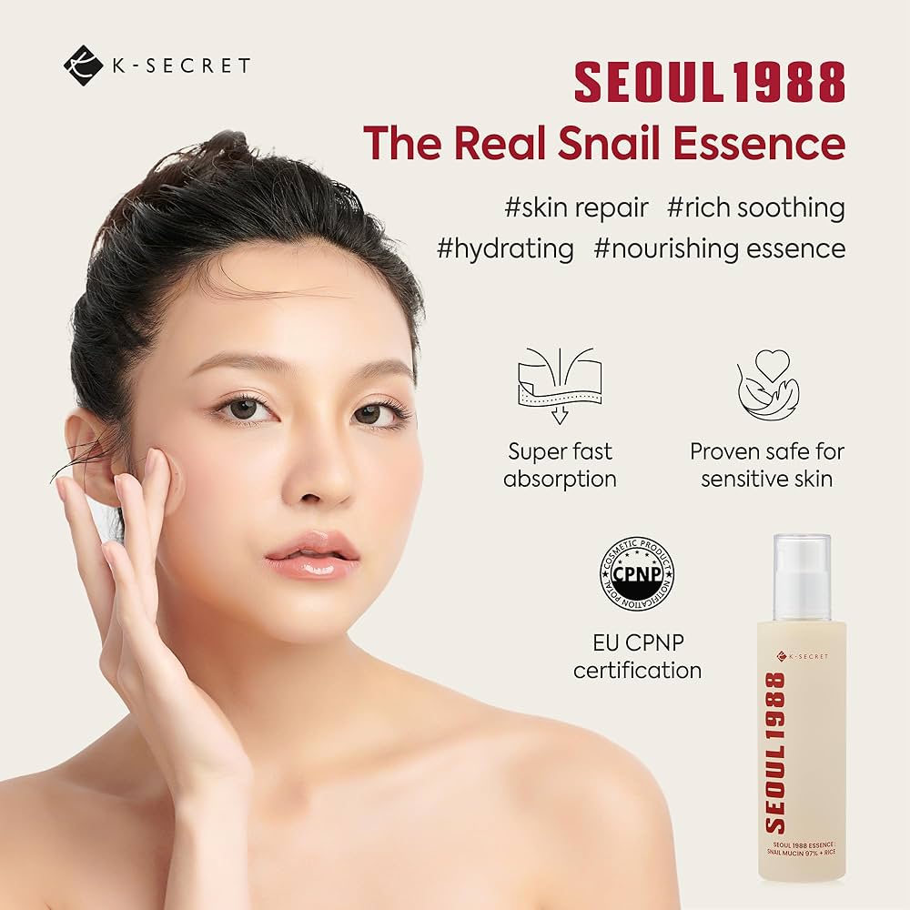 Seoul 1988 Essence: Snail Mucin 97% + Rice 100ml + RANDOM GIFT