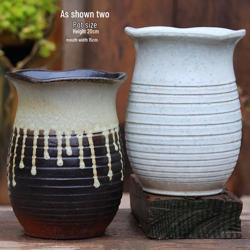 Handmade Coarse Ceramic Succulent Planter, Orchid Breathable Zisha Pot, Old Tree Design, Tall Rose Pot.