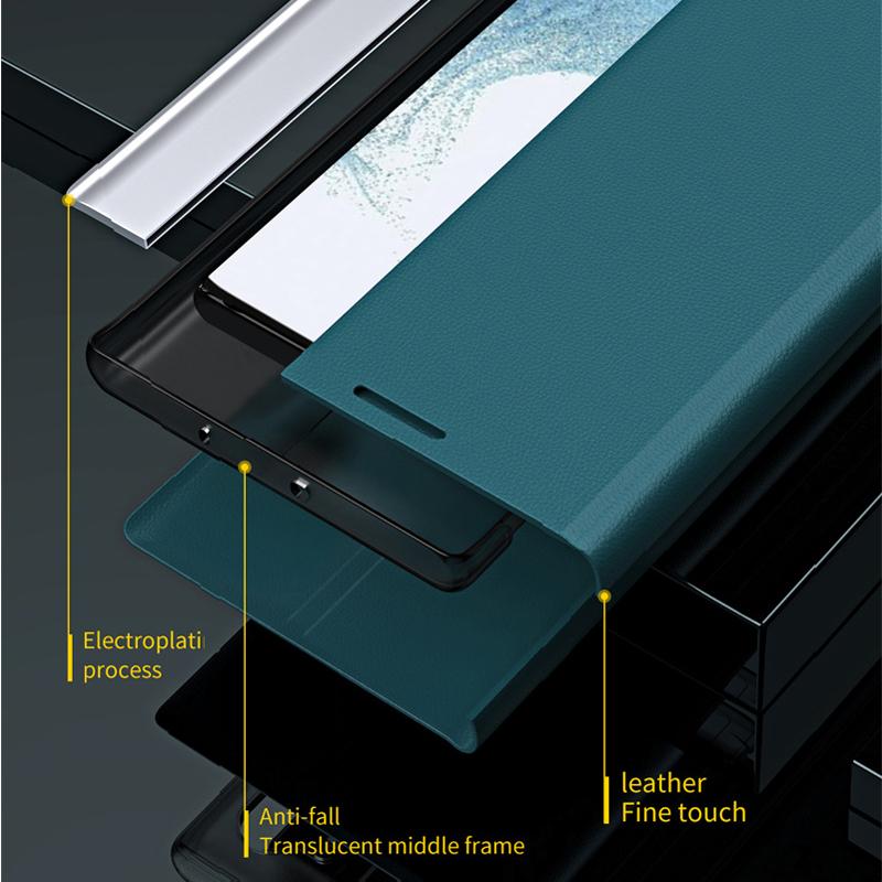 6D Plating Leather Phone Shockproof Case For Samsung Galaxy S25FE S24 S25 Ultra S23 S21 S22 Plus 5G Full Protection Magnetic Flip Book Stand Cover