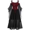 Abito Medievale Gotico Vintage da Donna con Spalle Scoperte e Allacciatura Costumi Cosplay di Halloween Festa di Carnevale Spalline a Bretella