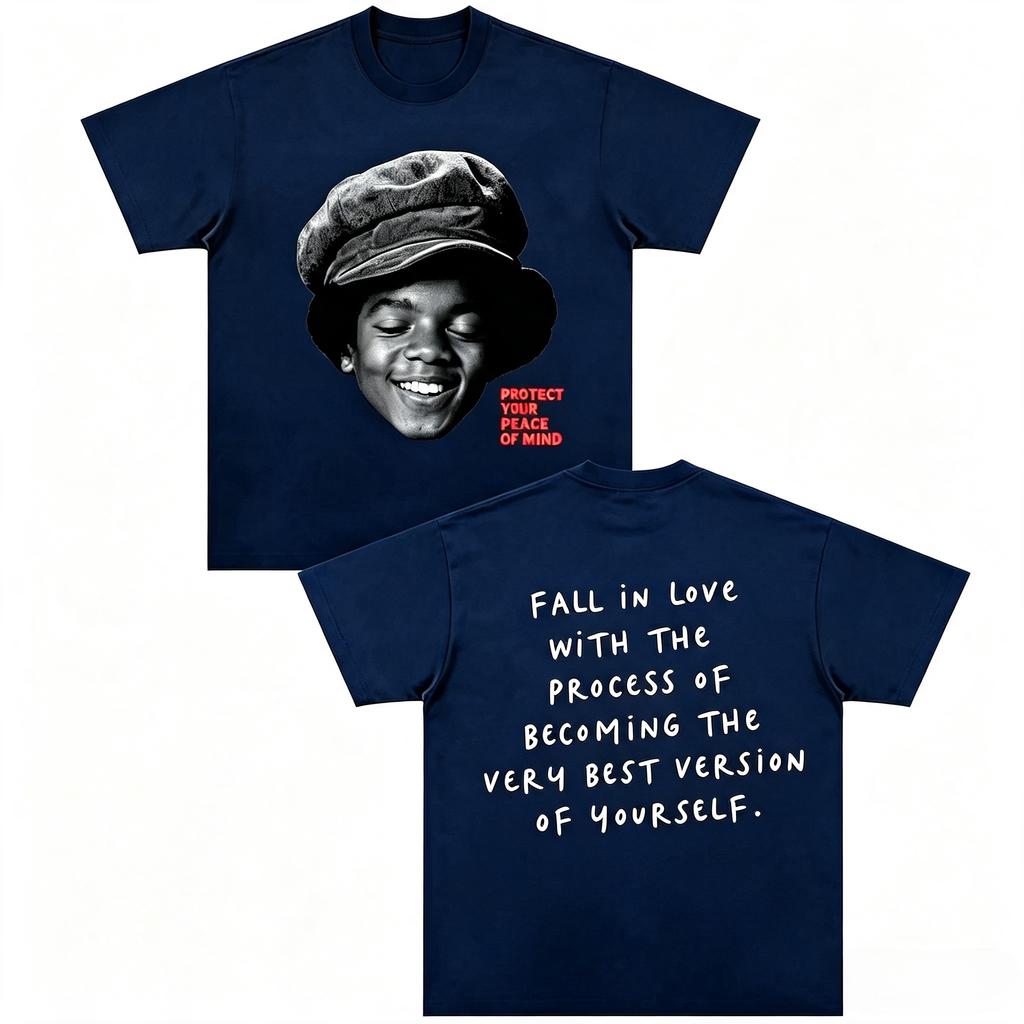 Vintage Michael Jackson Portrait "Fall in Love with The Process" T-Shirt Cotton Graphic Tee Men's and Women's Summer Streetwear