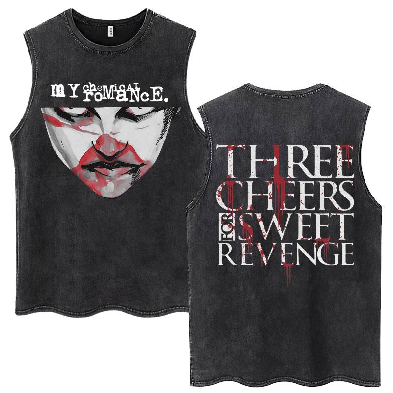 My Chemical Romance Band Canottiere Lavate Three Cheers for Sweet Revenge Maglietta Retro Uomo Donna Maglietta Larga