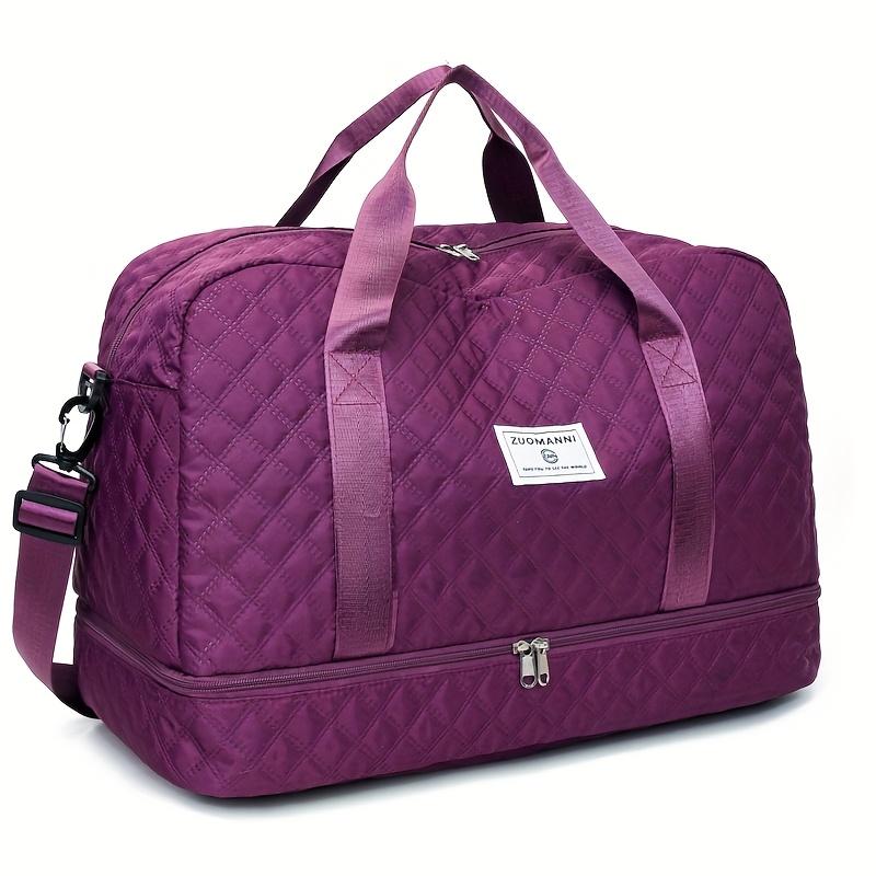 Large Capacity Multifunctial Travel Bag, Spacious Diamd Pattern Sports and Fitness Bag, Portable Weekender Overnight Bag