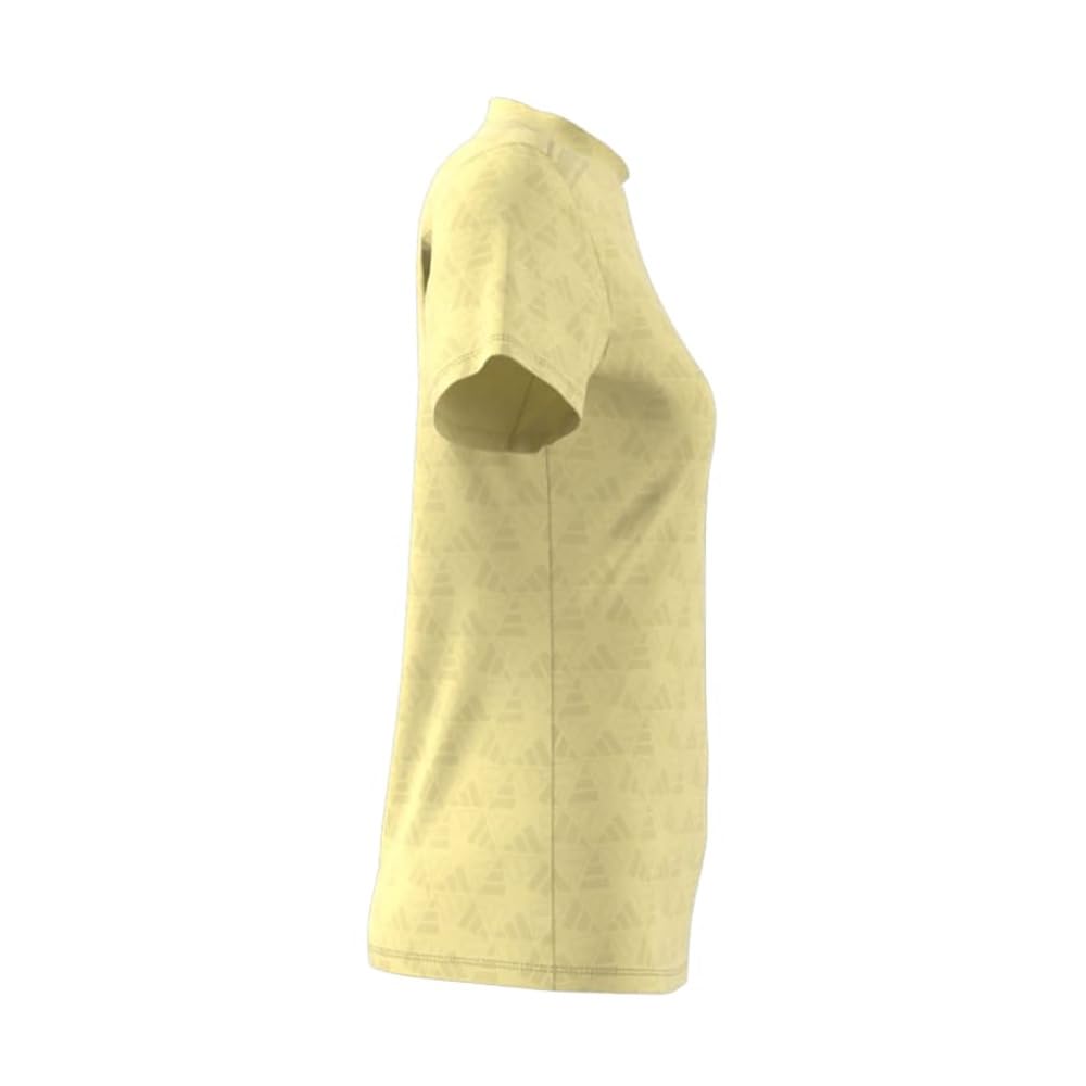 Golf BOS Logo Embossed Mock Neck Short Sleeve Powder Yellow [Adidas Golf] Women's Shirt,