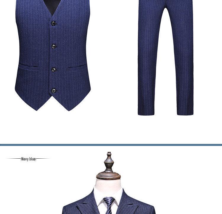 Korean Style Slim Fit Striped Men's Suit Set - Casual Blazer Jacket for Weddings and Professional Wear