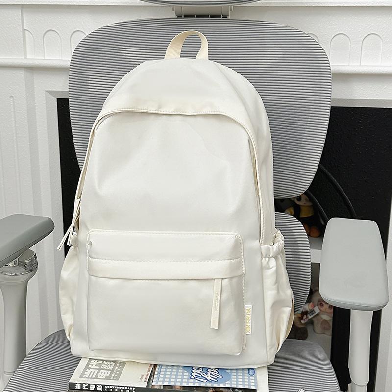 Schoolbag Schoolbag Female College Student Korean Version Ins Large Capacity Simple Solid Color Backpack Junior High School Student Backpack Boys and