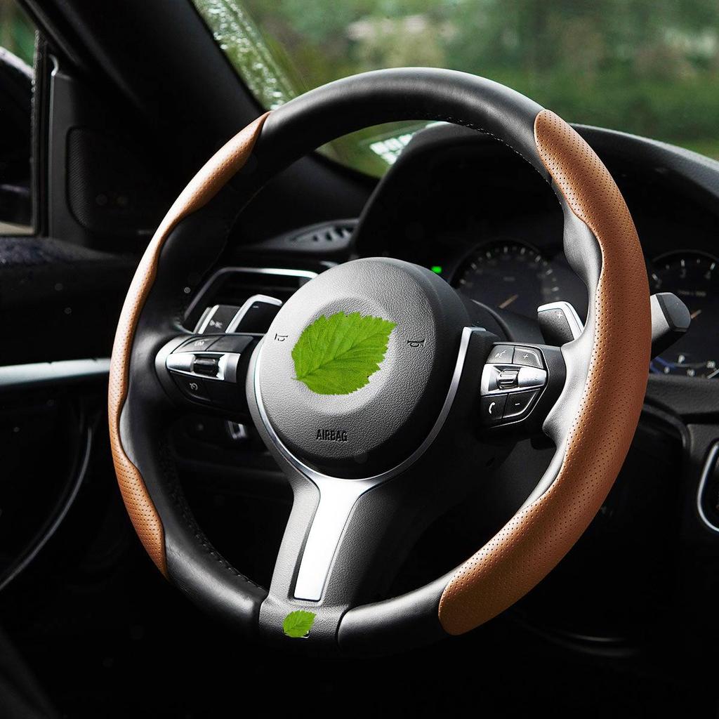 "Ultra-Thin Nappa Perforated Clip-On Steering Wheel Cover: Warm in Winter, Cool in Summer, Non-Slip Design"
