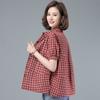 WTEMPO Women Short Sleeve Shirt Oversized Plaid Shirt Autumn Winter Fashion Loose Shirt Fit Blouse Korean Style