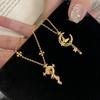 Vintage Iris Wand Snake Necklace Elegant Minimalist Fairy Butterfly Moon Necklace for Women