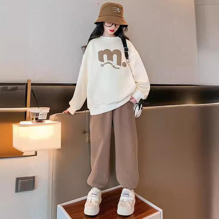 Mädchen Frühling Rundhals Sweatshirt Sweatpants Zweiteiler