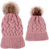 Custom Winter Warm Knitted Hats 100% Acrylic Wool Cable Knit Beanie With Fur Pom Pom