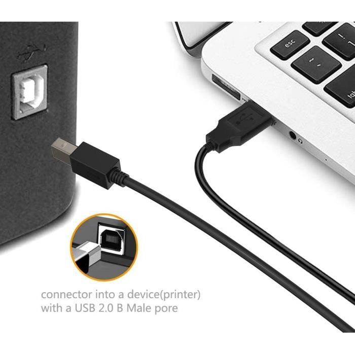 USB-Druckerkabel 1,5 Meter USB 2.0 Kompatibel mit Drucker Scanner Canon HP Dell Epson Brother Lexmark Pixma Samsung Xerox