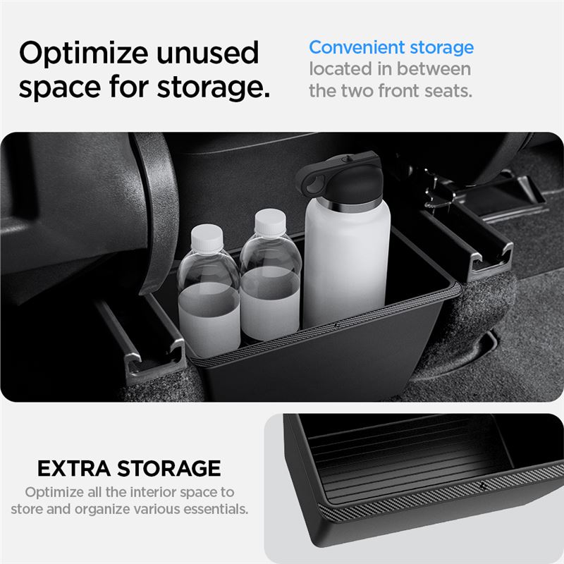 Spigen Tesla Rear Under Air Outlet Storage Box, Black - Tesla Model Y