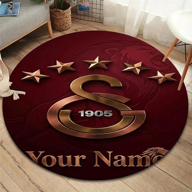 Galatasaray S Custom Name Round Area Rug,Carpet Rug for Living Room Bedroom Sofa Playroom Decor,Non-slip Floor Mat
