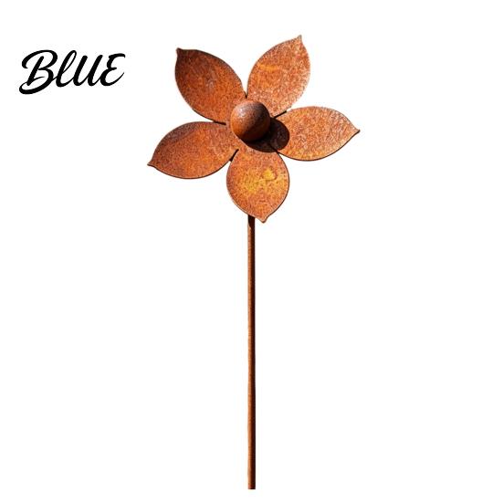 Metal Flower Lawn Stakes Rustic Ground Stake Vintage Garden Art Weather-Resistant Rusted Outdoor Patio Decorations Iron Yard Decor for Pathway