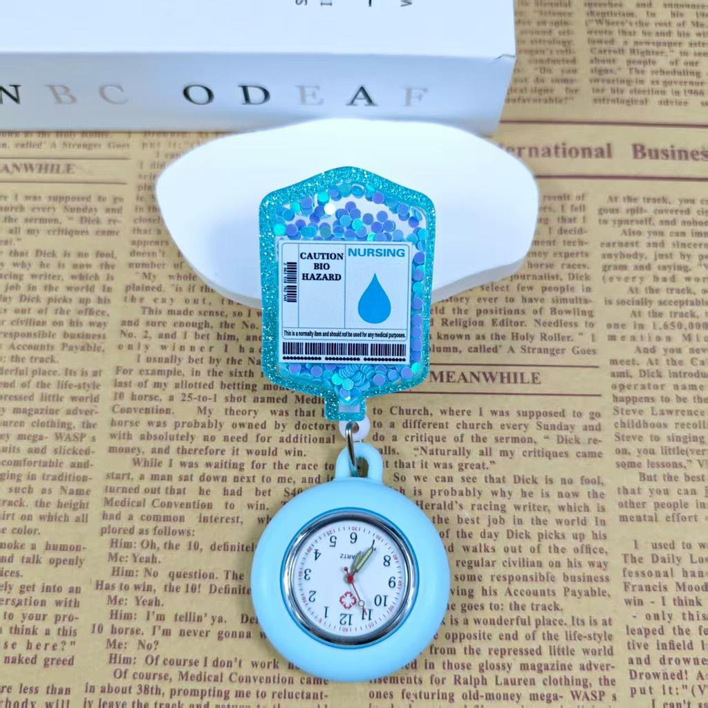 Shiny Cartoon Nurse & Doctor Badge Reel with Retractable PVC Pocket Watch Clip
