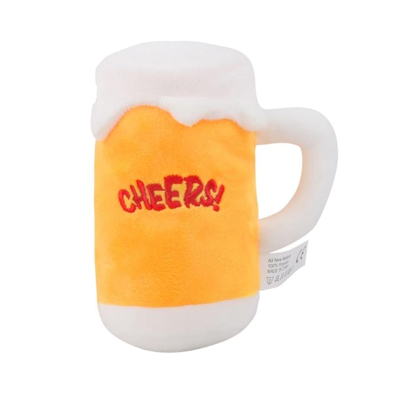 Interessante Quietsch-Stoffhundespielzeuge Bierflasche / Becher Welpen-Kauspielzeug Weich Langlebig